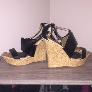 Charlotte Russe Black Strap Wedge